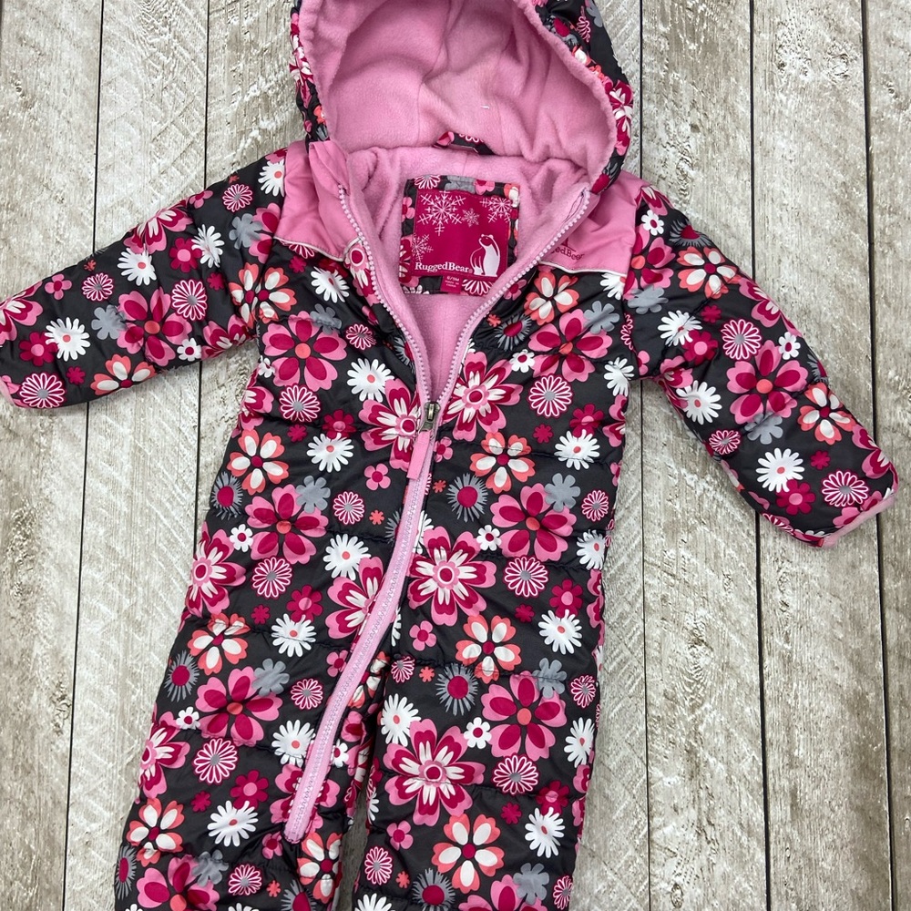 Baby Pink Floral Snowsuit 6-9month